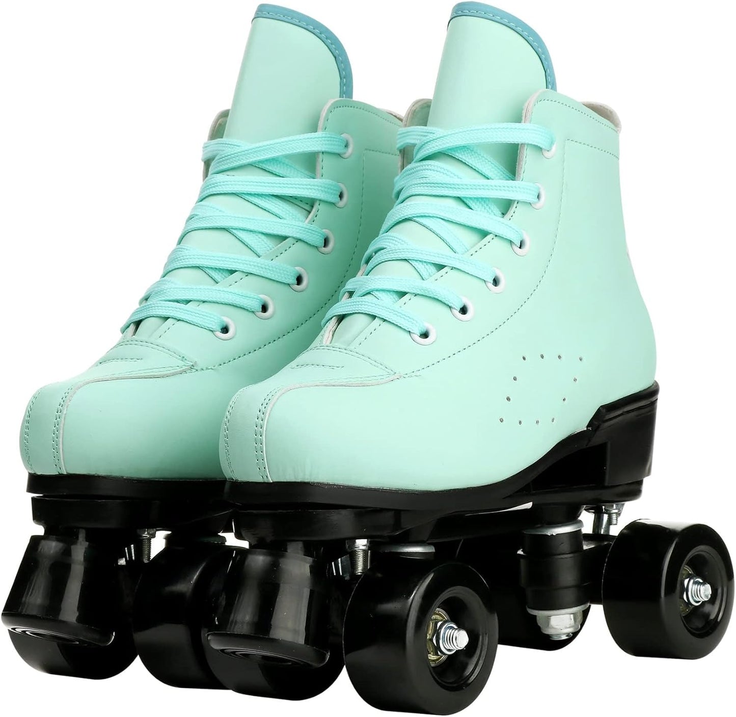 Roller Skates for Women and Men Cowhide High-Top Shoes Classic Double-Row Roller Skate Four-Wheel Roller Skates for Men Girls Unisex